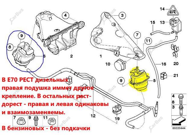 Подушка (опора) двигателя лев./прав. 22116784416 BMW