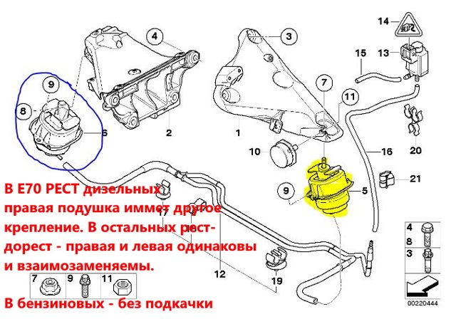 22116784416 BMW Левая/правая опора двигателя купить в Тернополь