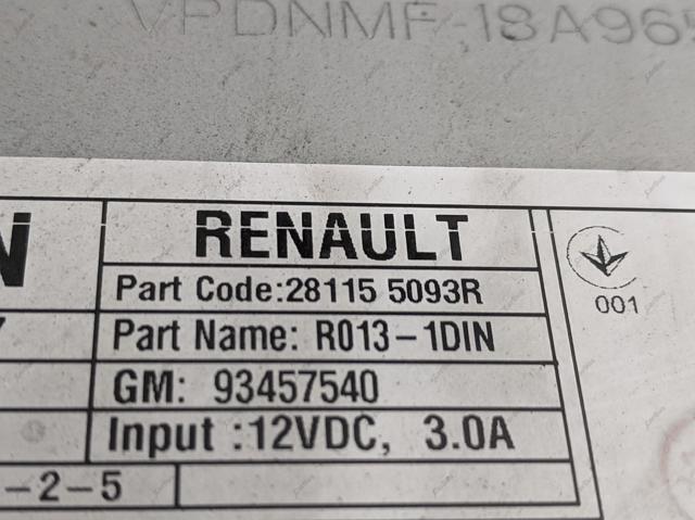 281155093R RENAULT Магнитола купить в Житомир