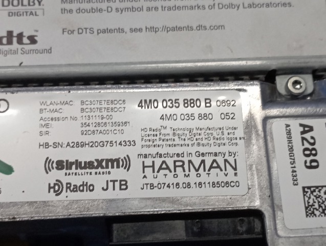 Радиоприемник 4M0035880B VAG