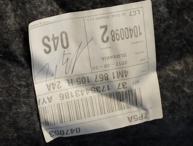4M0867303ABWFA VAG Обшивка (облицовка) внутренняя двери задней левой купить в Одесса