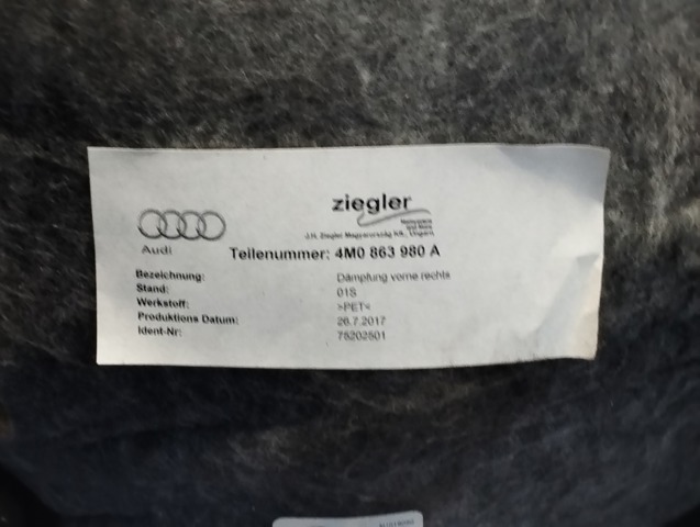 4M0867303ABWFA Обшивка (облицовка) внутренняя двери задней левой купить Винница