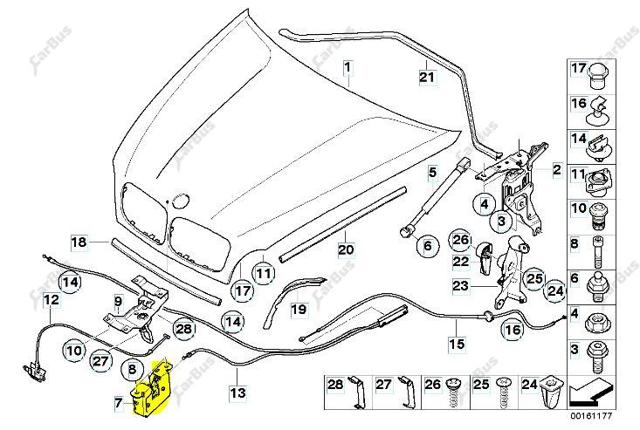 Замок капота, правый 51237178753 BMW