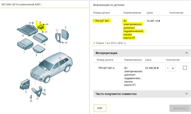 7P0927601 VAG Модуль управления (ЭБУ) АКПП электронный купить в Чернигов