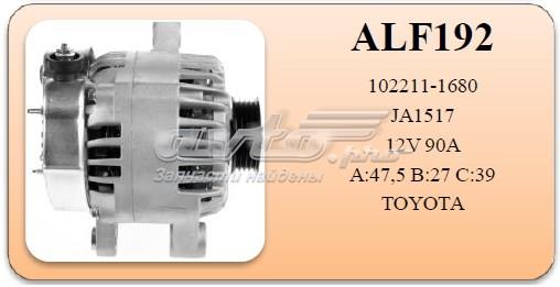 Генератор
alf192 (ja1517)

применяется в автомобилях:

toyota yaris

коды производителей:

bosch 0986045861

denso 102211-1680

toyota 27060-23030 ALF192