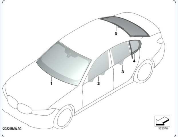 Стекло передней двери, правой 51337466962 BMW
