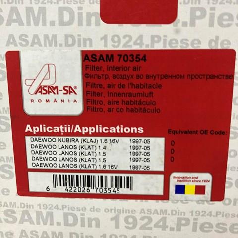 ASAM 70354 Фильтр салона в наличии Винница