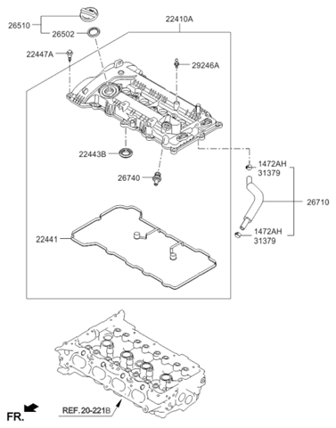 Прокладка клапанной крышки 224412E210 HYUNDAI