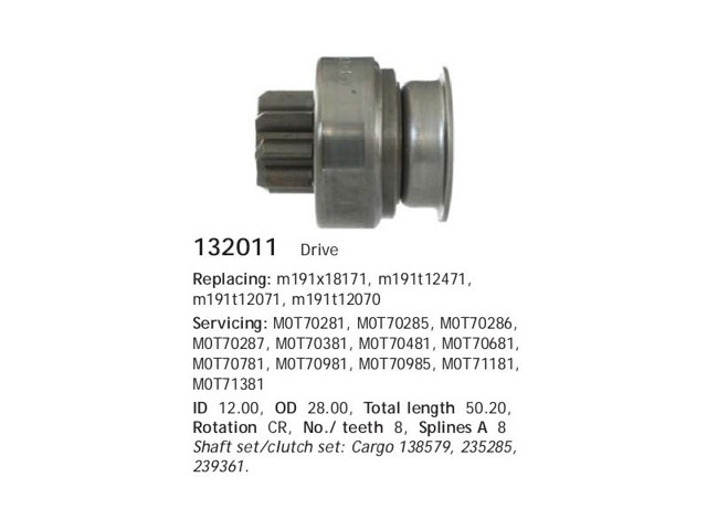 Привод стартера 132011 CARGO