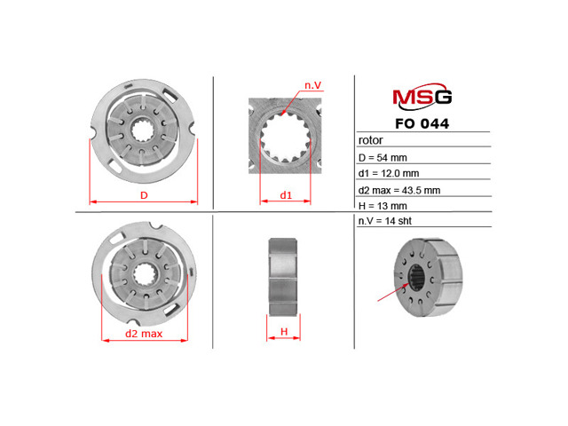 Ротор насоса ГУР FO044ROTOR MSG