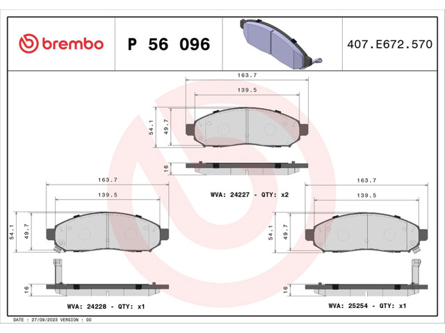 Тормозные колодки P56096 BREMBO