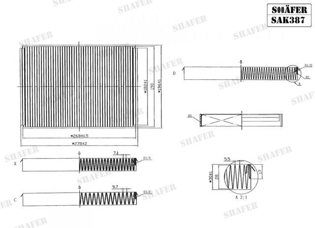 Фильтр воздушный отопителя SAK387 SHAFER