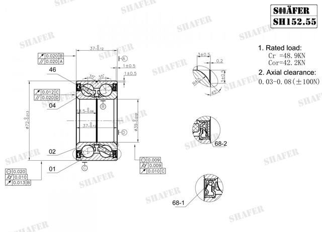 Комплект подшипника ступицы колеса SH15255 SHAFER