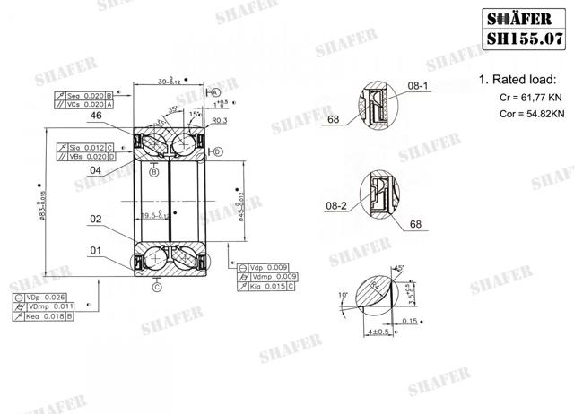 Подшипник ступицы передней SH15507 SHAFER