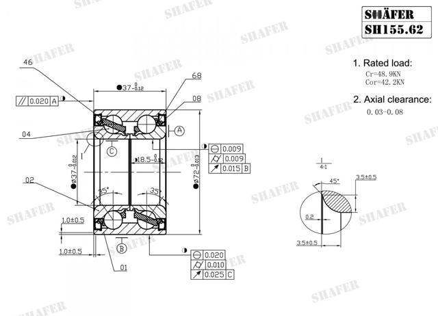 Подшипник передней ступицы SH15562 SHAFER