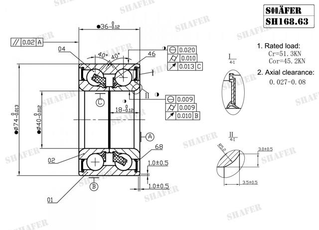 Комплект подшипника ступицы колеса SH16863 SHAFER