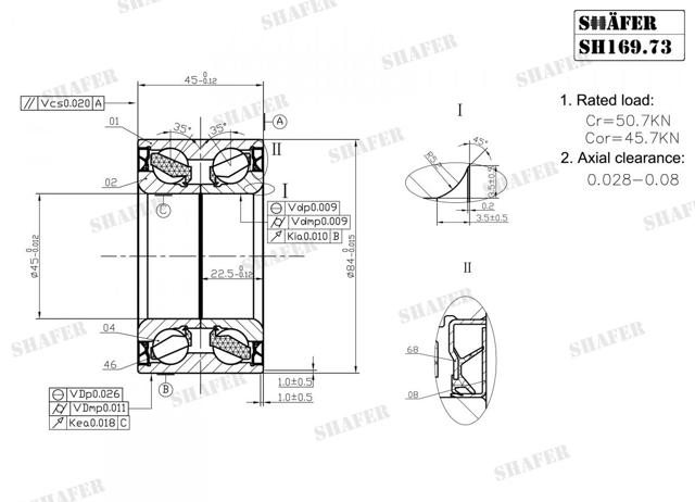 Подшипник ступицы передней SH16973 SHAFER