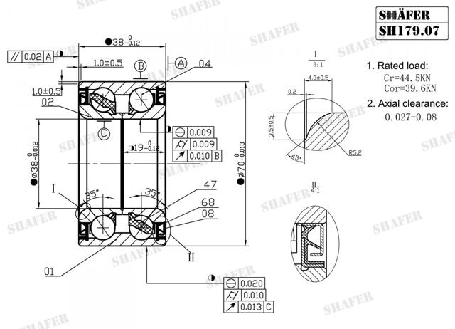 Подшипник передней ступицы SH17907 SHAFER