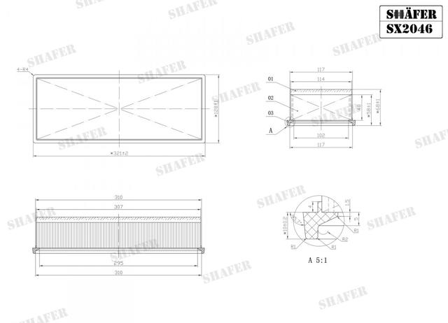 Элемент воздушного фильтра SX2046 SHAFER