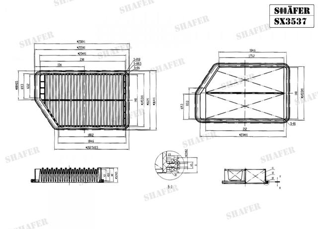 Автомобильный фильтр воздуха SX3537 SHAFER