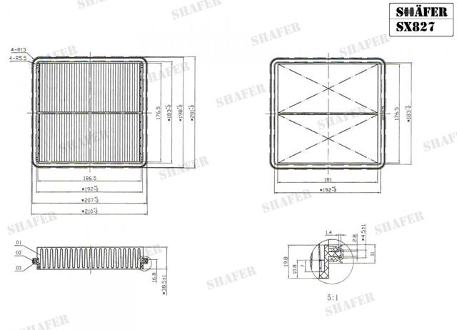 Воздушный фильтр двигателя SX827 SHAFER