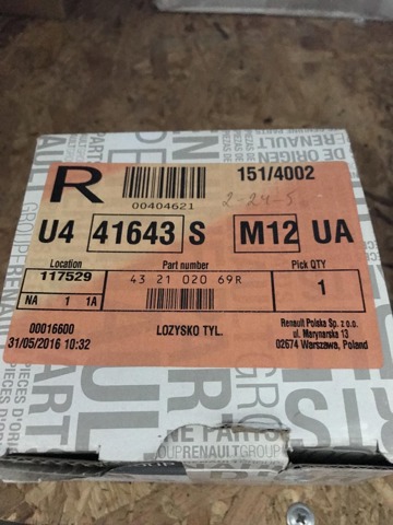 432102069R RENAULT Подшипник ступицы задней купить в Сумы