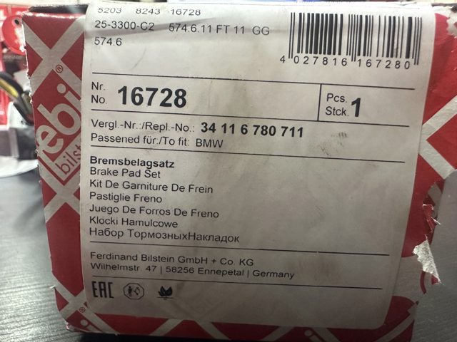FEBI 16728 Колодки тормозные передние дисковые в наличии Черновцы