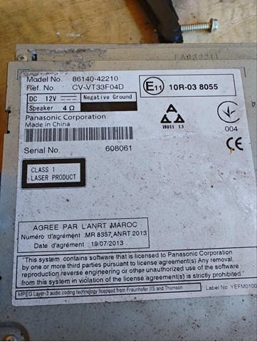Автомагнитола 8614042210 TOYOTA