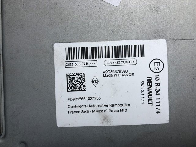 RENAULT 281153870R Магнитола (радио AM/FM) в наличии Каменское