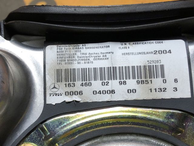 MERCEDES A1634600298 Подушка безопасности (AIRBAG) водительская в наличии Павлоград