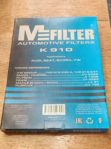 MFILTER K910 Фильтр салона в наличии Полтава