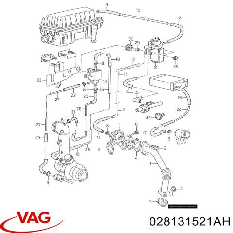 Патрубок системы рециркуляции ОГ 028131521AH VAG