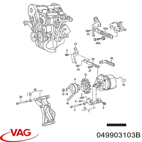 Кронштейн генератора Volkswagen Golf 2 19E, 1G1
