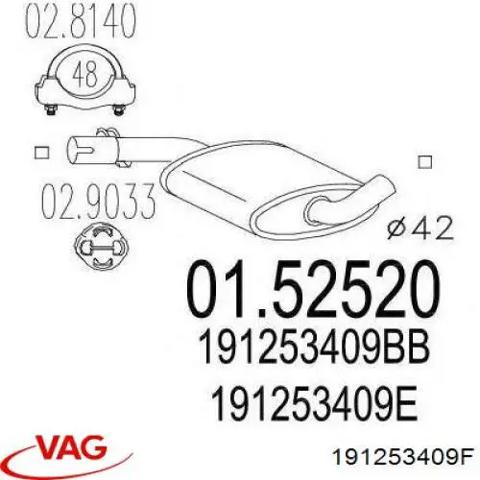 191253409F VAG Глушитель, центральная часть купить в Сумы