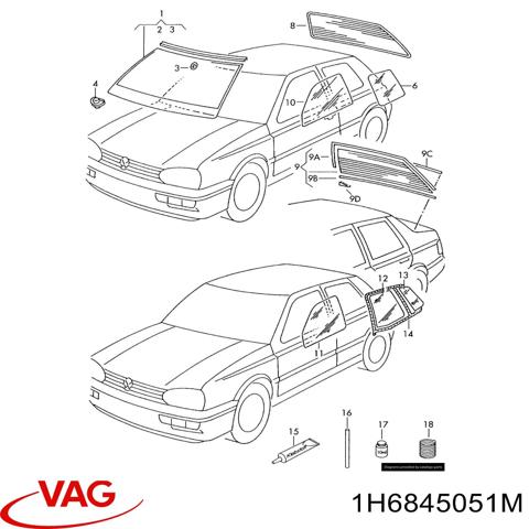 VAG 1H6845051M Стекло багажника двери 3/5-й задней (ляды) в наличии Хмельницкий