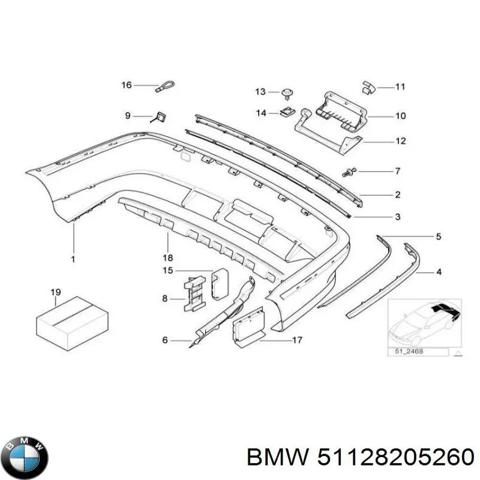 Накладка бампера заднего, правая 51128205260 BMW