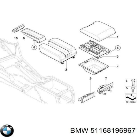 51168196967 BMW Ящик вещевой центральной консоли (подлокотника) купить в Сумы