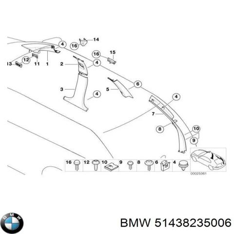 51438235006 BMW Обшивка стойки кузова внутренняя передняя правая купить в Харьков