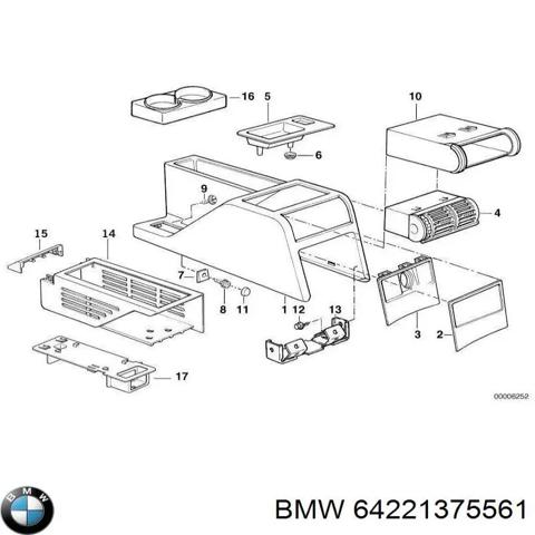 BMW 64221375561 Решетка вентиляции салона в подлокотнике задняя в наличии Чернигов