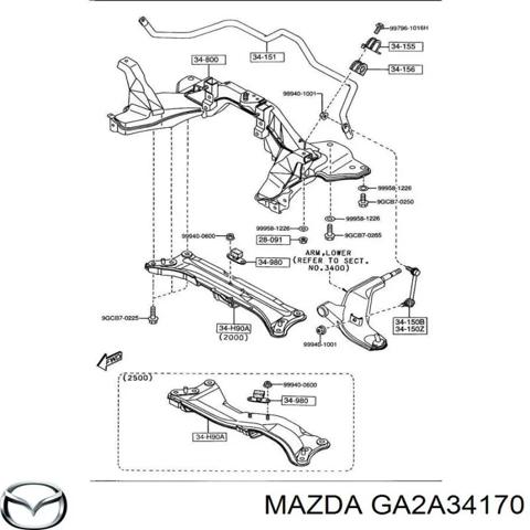 GA2A34170 MAZDA Стойка стабилизатора переднего левая купить в Черновцы