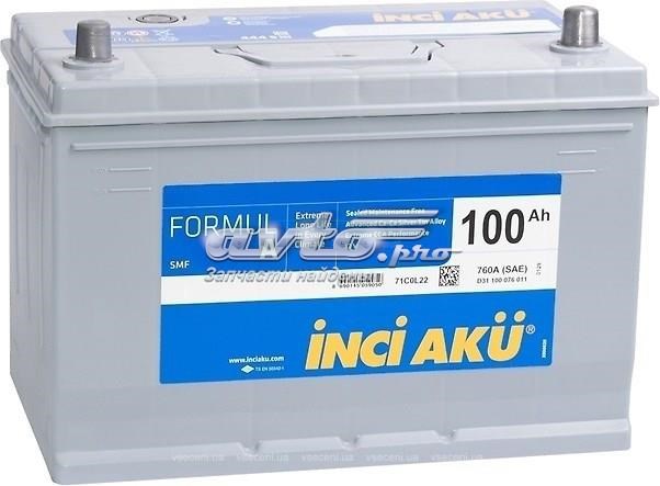 Аккумулятор inci aku (инджи акю) formula 100ah / 760a (азия) l+ / 22.63 кг. / размер 306x175x224 D31100076111