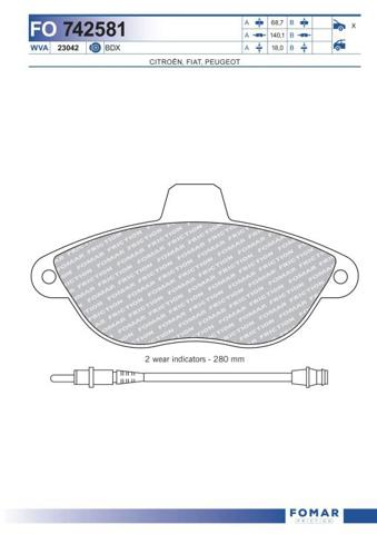Передние тормозные колодки FO742581 FOMAR