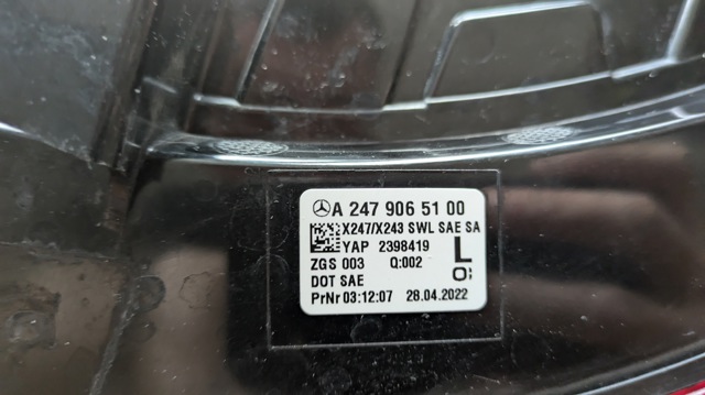 MERCEDES A2479065100 Фонарь задний левый в наличии Полтава
