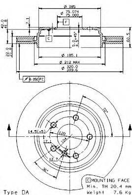 Задний тормозной диск 09959011 BREMBO