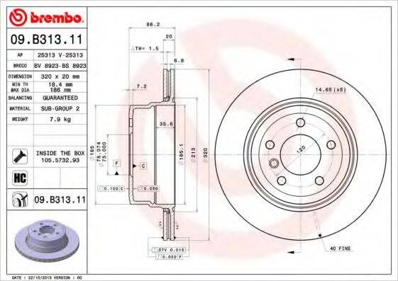 Дисковый тормоз 09B31311 BREMBO