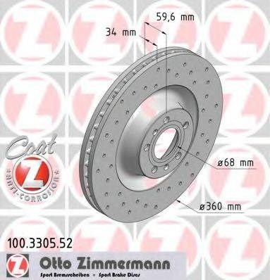 Диск тормозной передний 100330552 ZIMMERMANN