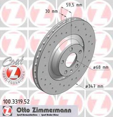 Передний тормозной диск 100331952 ZIMMERMANN