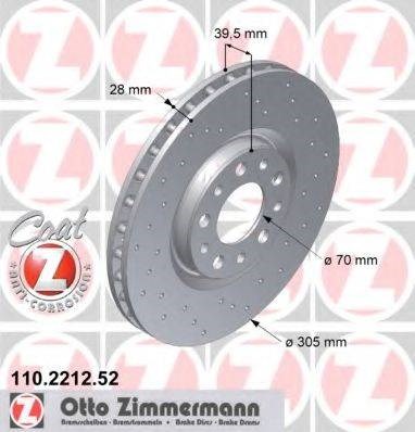 Диск тормозной передний 110221252 ZIMMERMANN