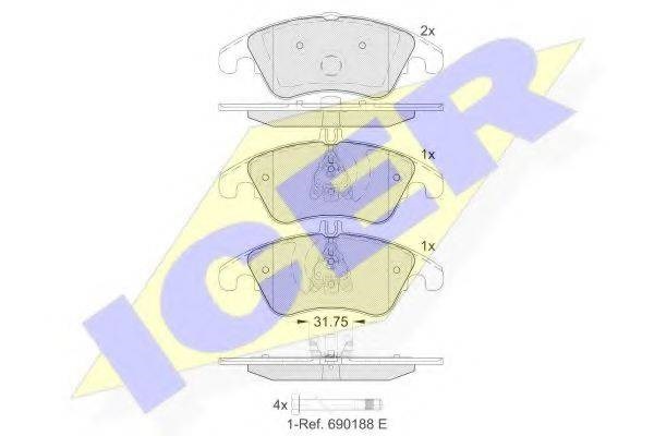 Комплект тормозных колодок, дисковый тормоз 181865
