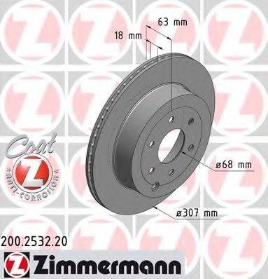 Задний дисковый тормоз 200253220 ZIMMERMANN